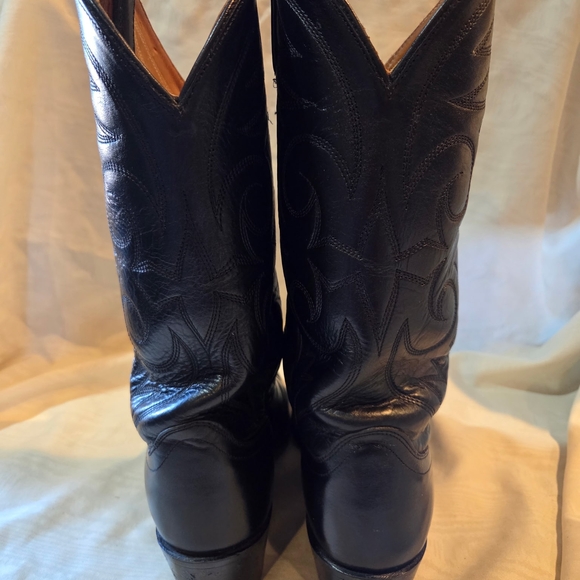 Vintage ACME Black Western Leather Boots Size 9.5 EW - Picture 3 of 8